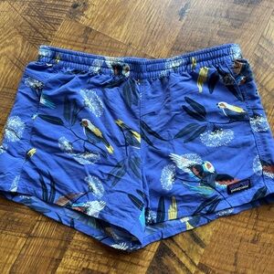 Patagonia Blue Tropical Bird Print Kids Shorts